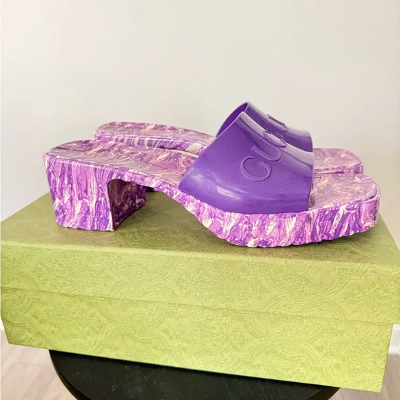 Gucci Purple Marble Slides - Picture 5 of 12